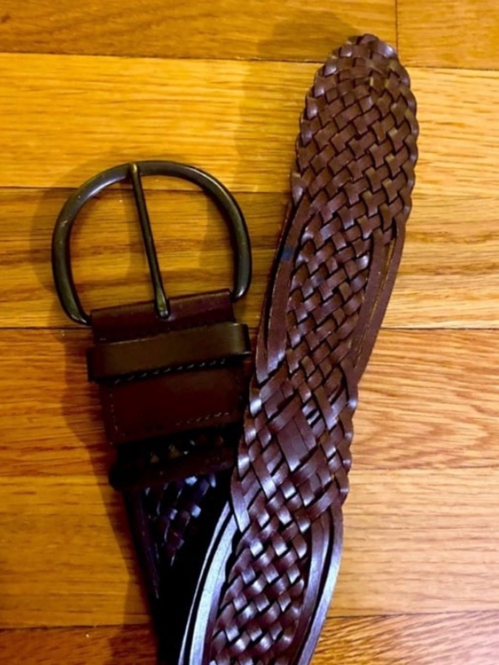 Anthropologie Braided Leather Belts Set of 2 Brown Cognac Boho OS - Picture 2 of 3